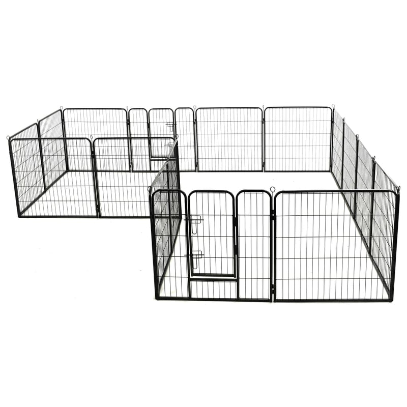 Dog Playpen 16 Panels Steel 80x80 cm Black Payday Deals