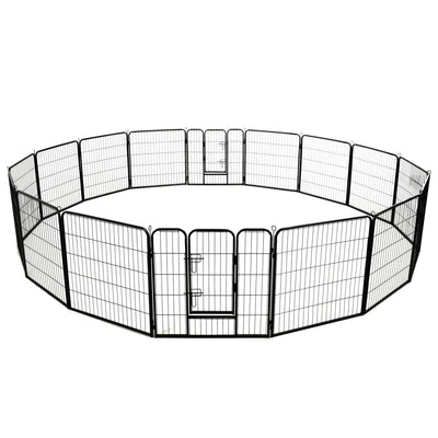 Dog Playpen 16 Panels Steel 80x80 cm Black Payday Deals
