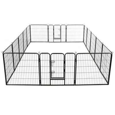 Dog Playpen 16 Panels Steel 80x80 cm Black Payday Deals