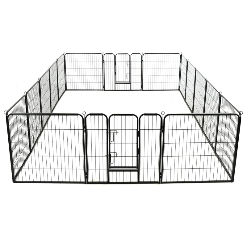 Dog Playpen 16 Panels Steel 80x80 cm Black Payday Deals