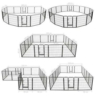Dog Playpen 16 Panels Steel 80x80 cm Black Payday Deals