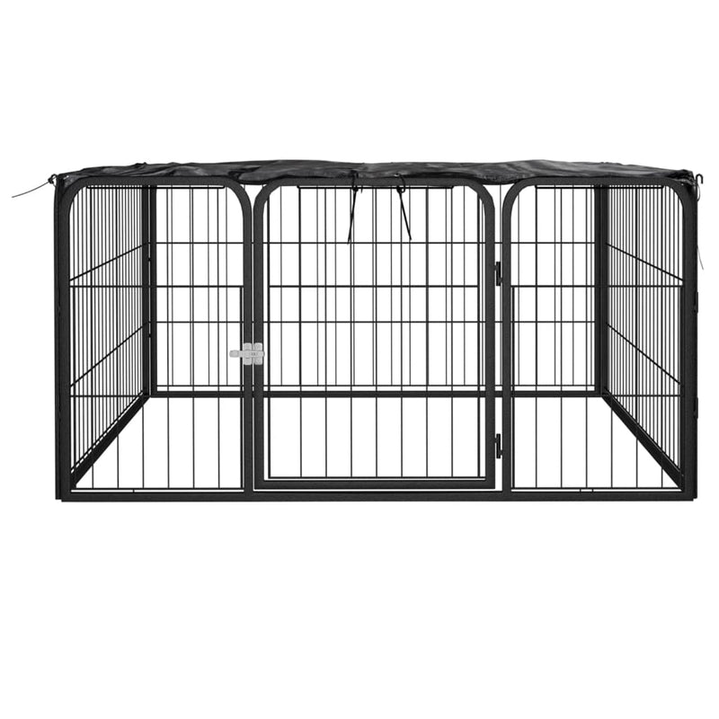 Dog Playpen 4 Panels Black 100x50 cm Powder-coated Steel Payday Deals
