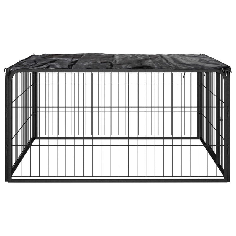 Dog Playpen 4 Panels Black 100x50 cm Powder-coated Steel Payday Deals