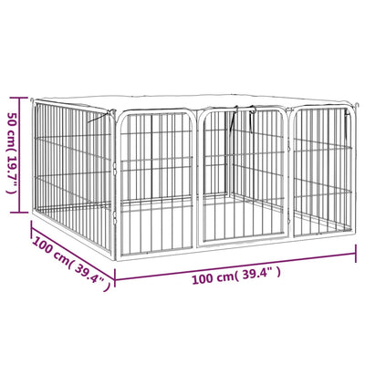 Dog Playpen 4 Panels Black 100x50 cm Powder-coated Steel Payday Deals