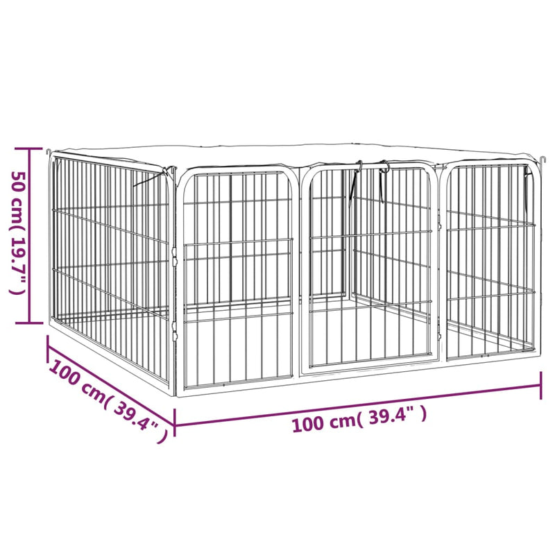 Dog Playpen 4 Panels Black 100x50 cm Powder-coated Steel Payday Deals