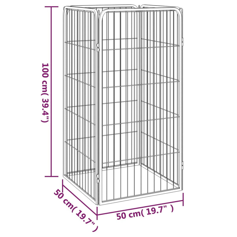 Dog Playpen 4 Panels Black 50x100 cm Powder-coated Steel Payday Deals