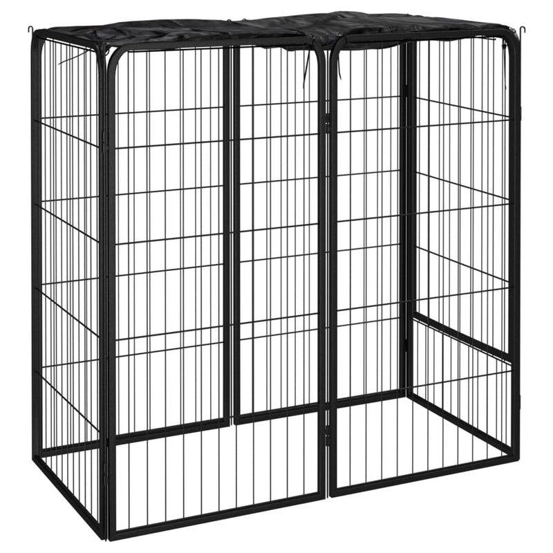 Dog Playpen 6 Panels Black 50x100 cm Powder-coated Steel Payday Deals