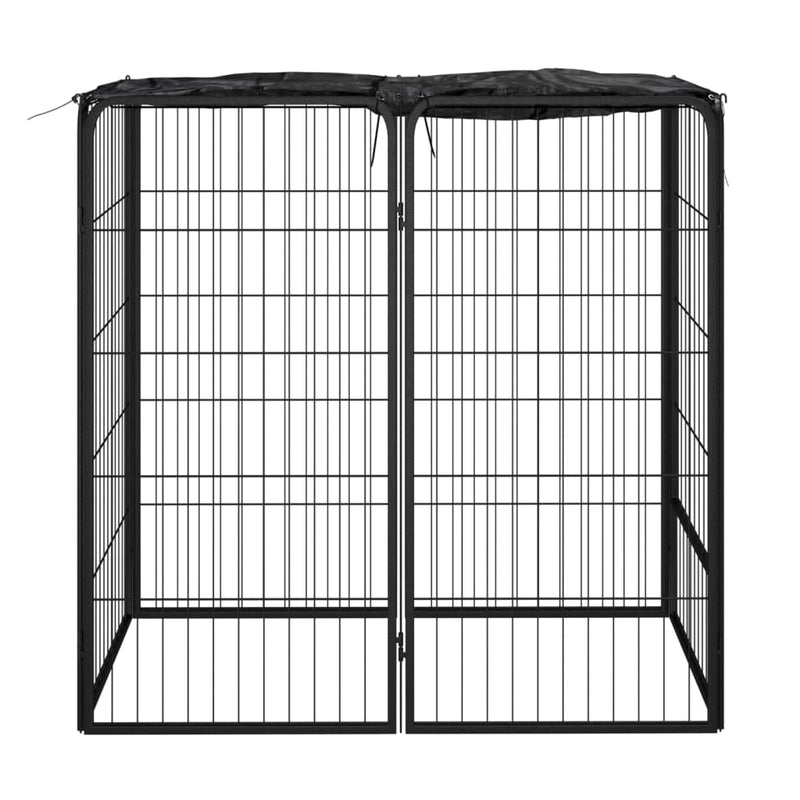 Dog Playpen 6 Panels Black 50x100 cm Powder-coated Steel Payday Deals