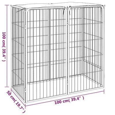 Dog Playpen 6 Panels Black 50x100 cm Powder-coated Steel Payday Deals