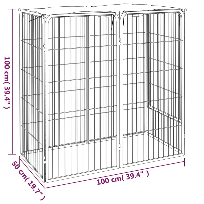 Dog Playpen 6 Panels Black 50x100 cm Powder-coated Steel Payday Deals