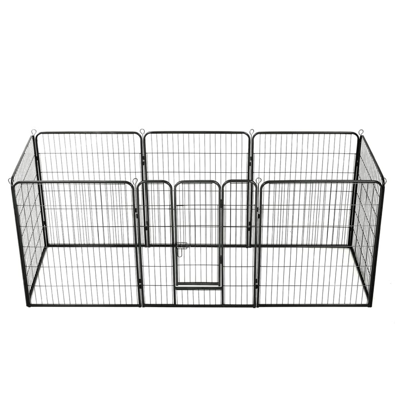 Dog Playpen 8 Panels Steel 80x100 cm Black Payday Deals