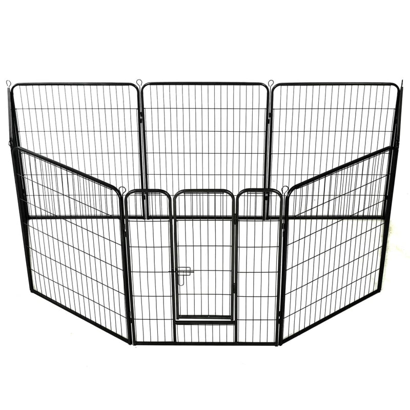 Dog Playpen 8 Panels Steel 80x100 cm Black Payday Deals