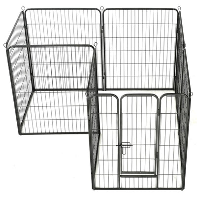 Dog Playpen 8 Panels Steel 80x100 cm Black Payday Deals