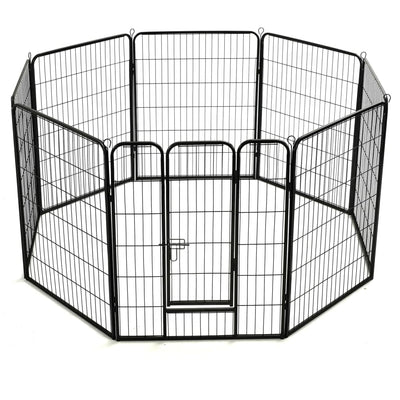 Dog Playpen 8 Panels Steel 80x100 cm Black Payday Deals