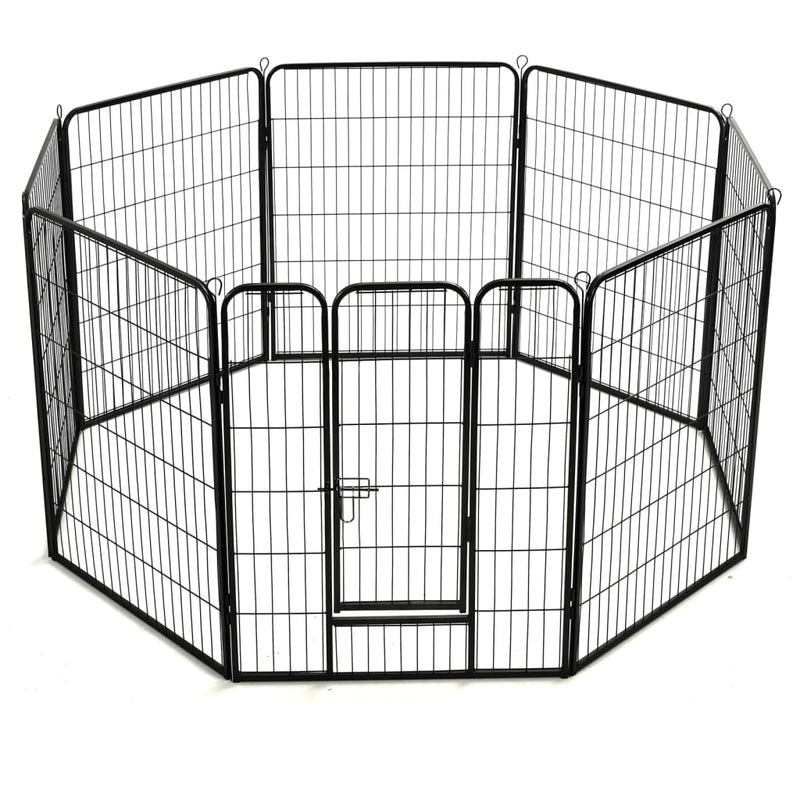 Dog Playpen 8 Panels Steel 80x100 cm Black Payday Deals