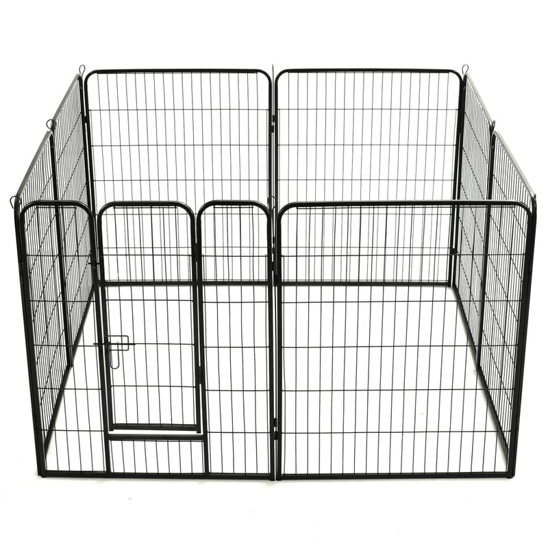 Dog Playpen 8 Panels Steel 80x100 cm Black Payday Deals