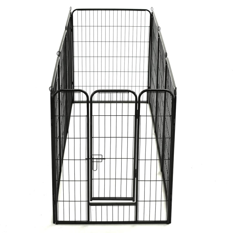 Dog Playpen 8 Panels Steel 80x100 cm Black Payday Deals