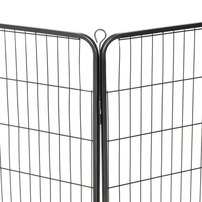 Dog Playpen 8 Panels Steel 80x100 cm Black Payday Deals