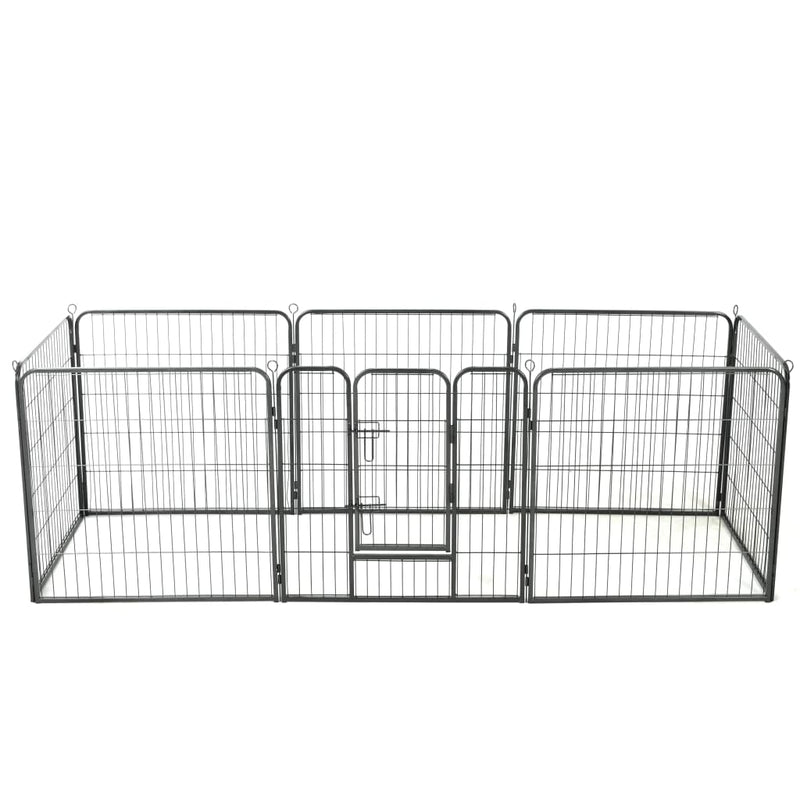 Dog Playpen 8 Panels Steel 80x80 cm Black Payday Deals