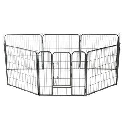 Dog Playpen 8 Panels Steel 80x80 cm Black Payday Deals