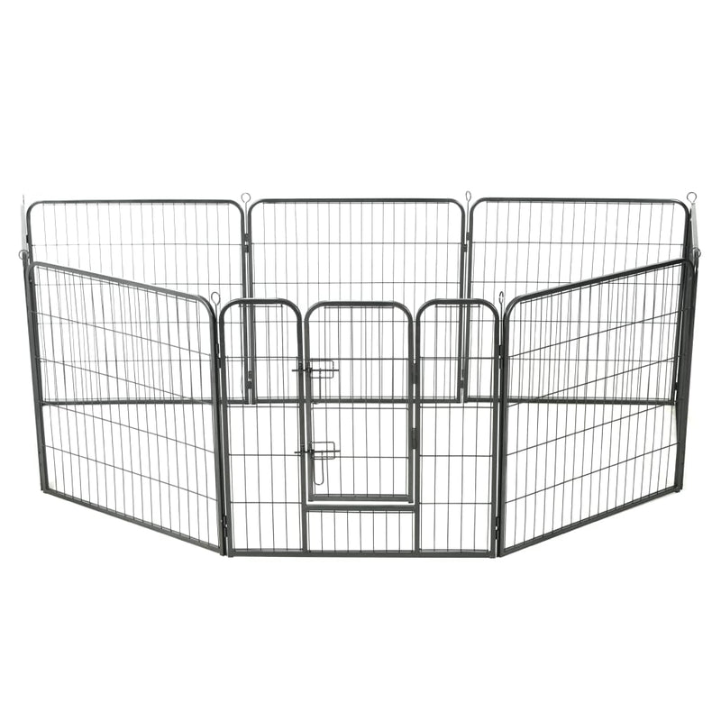 Dog Playpen 8 Panels Steel 80x80 cm Black Payday Deals