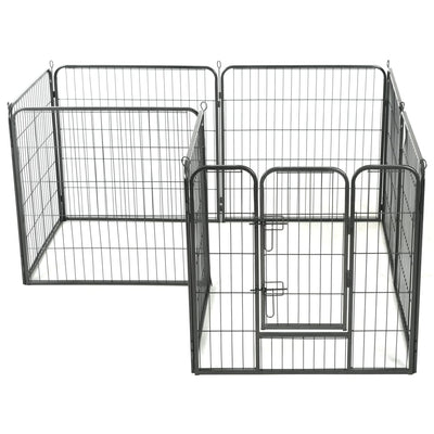 Dog Playpen 8 Panels Steel 80x80 cm Black Payday Deals