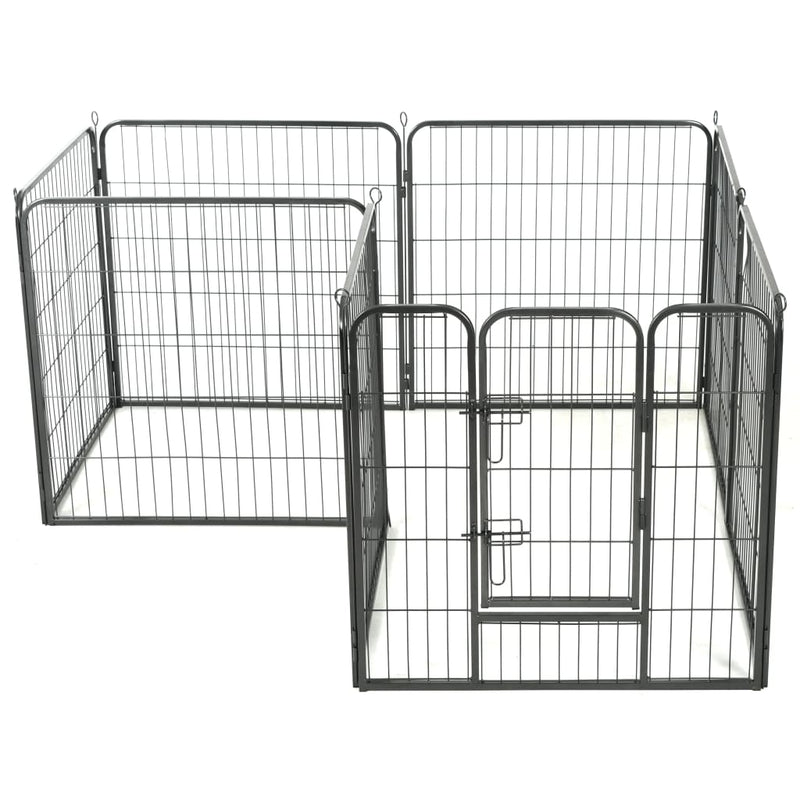 Dog Playpen 8 Panels Steel 80x80 cm Black Payday Deals