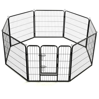 Dog Playpen 8 Panels Steel 80x80 cm Black Payday Deals