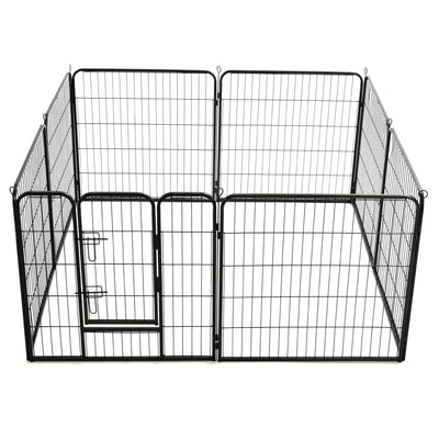 Dog Playpen 8 Panels Steel 80x80 cm Black Payday Deals