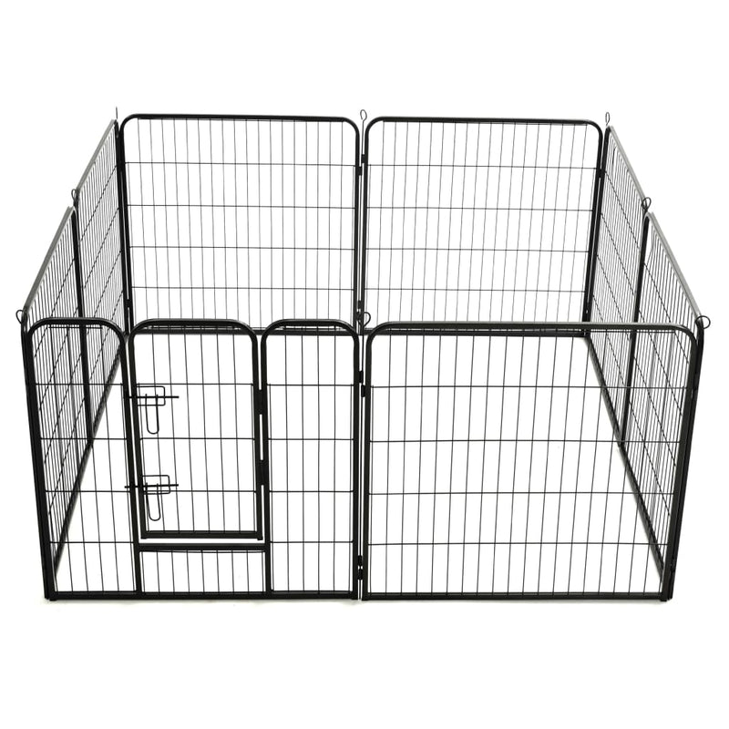 Dog Playpen 8 Panels Steel 80x80 cm Black Payday Deals