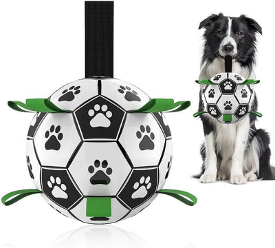 Dog Soccer Ball w/Grab Tabs Interactive Pet Dog Toy Football