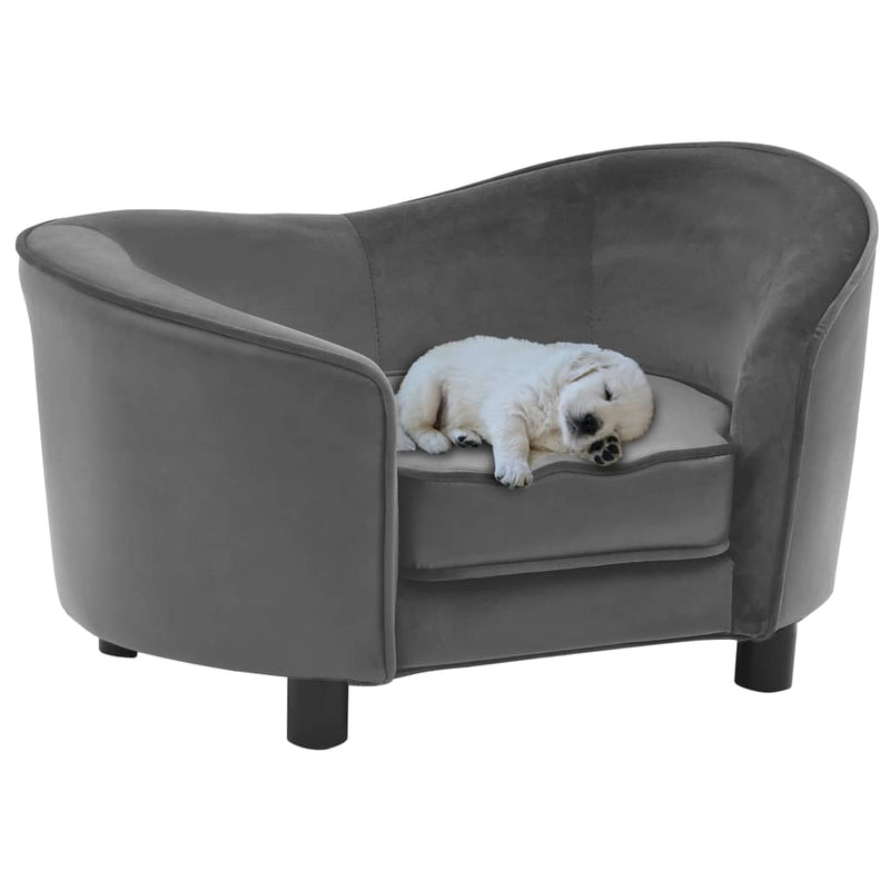 Dog Sofa Grey 69x49x40 cm Plush and Faux Leather Payday Deals