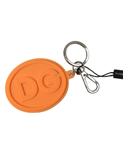 Dolce & Gabbana Women's Orange Rubber DG Logo Gold Brass Metal Keychain - One Size Payday Deals