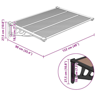 Door Canopy Black 122x90 cm Polycarbonate Payday Deals