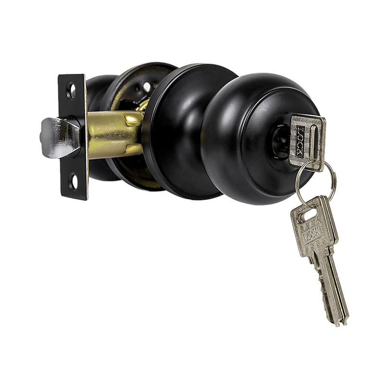 Door Handle Set Lock Function Round Black Payday Deals