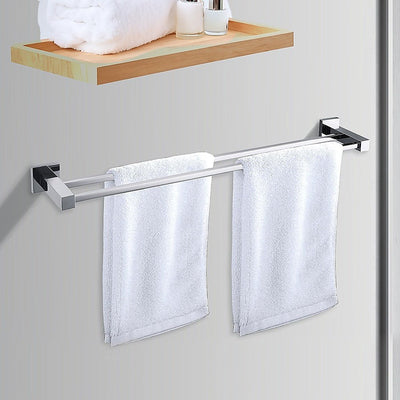 Double Classic Chrome Towel Bar Rail Bathroom Payday Deals