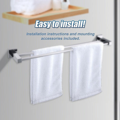 Double Classic Chrome Towel Bar Rail Bathroom Payday Deals