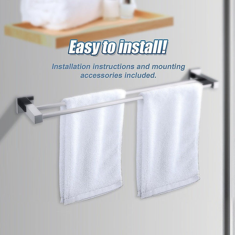 Double Classic Chrome Towel Bar Rail Bathroom Payday Deals