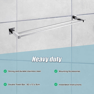 Double Classic Chrome Towel Bar Rail Bathroom Payday Deals