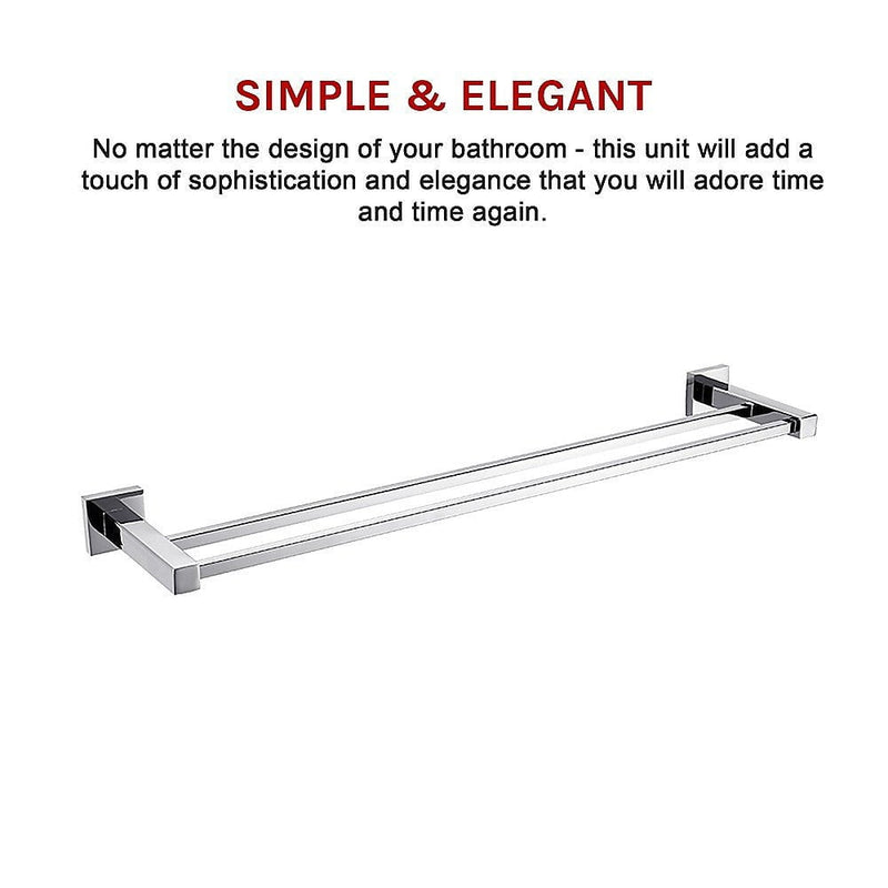 Double Classic Chrome Towel Bar Rail Bathroom Payday Deals