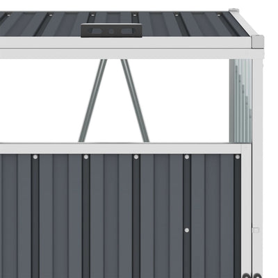 Double Garbage Bin Shed Grey 143x81x121 cm Steel Payday Deals