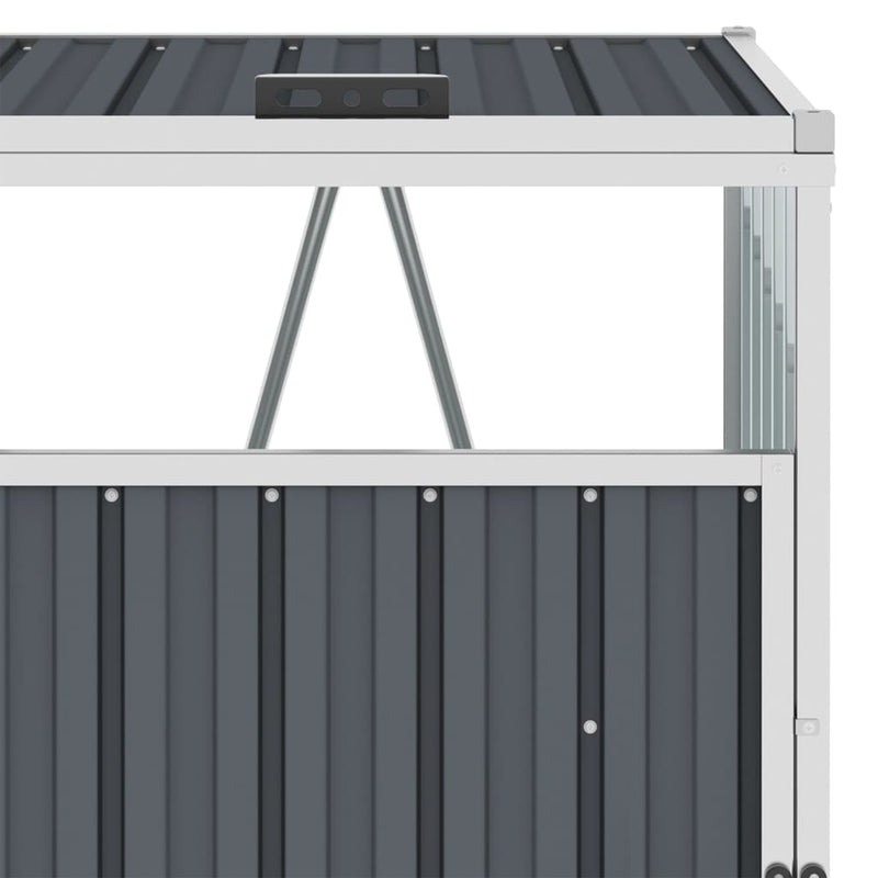 Double Garbage Bin Shed Grey 143x81x121 cm Steel Payday Deals
