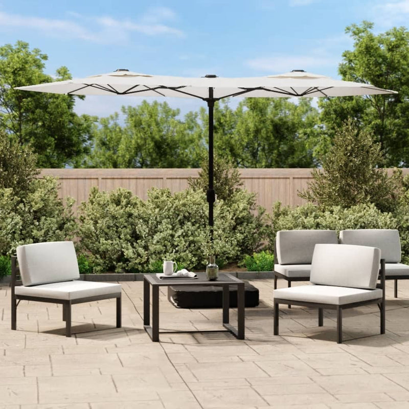 Double-Head Garden Parasol Sand White 316x240 cm Payday Deals