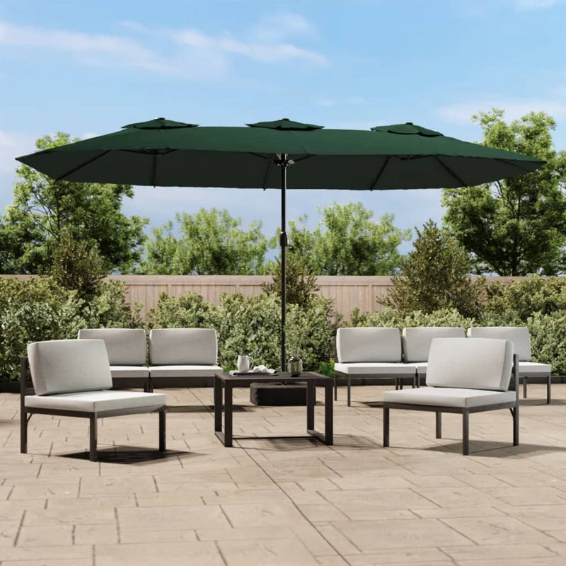 Double-Head Garden Parasol with LEDs Green 449x245 cm Payday Deals