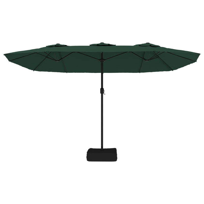 Double-Head Garden Parasol with LEDs Green 449x245 cm Payday Deals