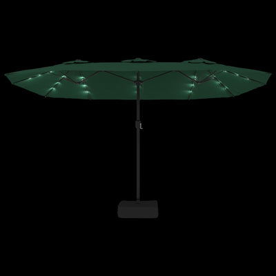 Double-Head Garden Parasol with LEDs Green 449x245 cm Payday Deals