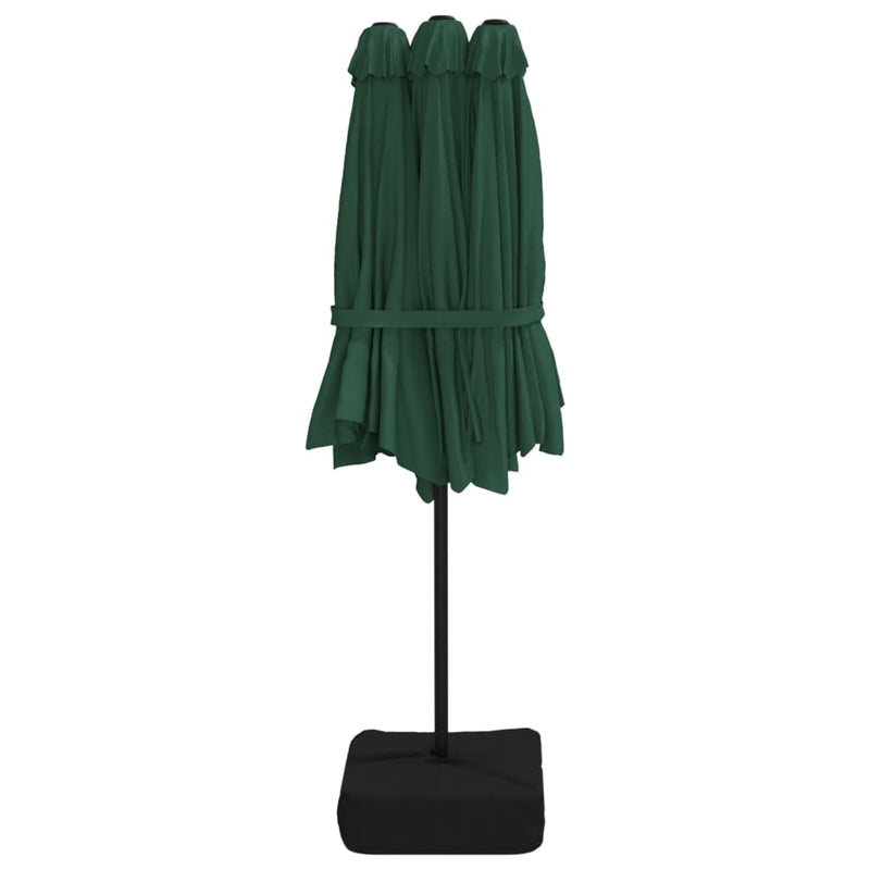 Double-Head Garden Parasol with LEDs Green 449x245 cm Payday Deals