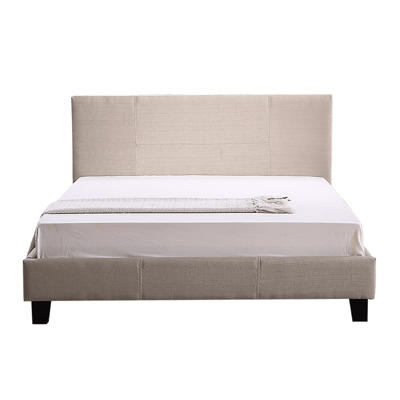 Double Linen Fabric Bed Frame Beige Payday Deals