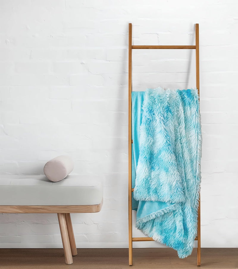 Double Sided Faux Fur Shaggy Throw Blanket - Blue Payday Deals