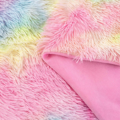 Double Sided Faux Fur Shaggy Throw Blanket - Rainbow Payday Deals